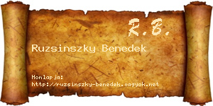 Ruzsinszky Benedek névjegykártya